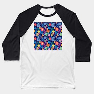 Vintage Floral Pattern Baseball T-Shirt
